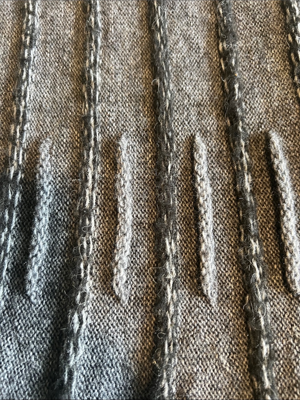Joseph Ribkoff Y2K Gray Braided Knit Bell Sleeve Fur Collar Cardigan Sweater - Picture 5 of 12